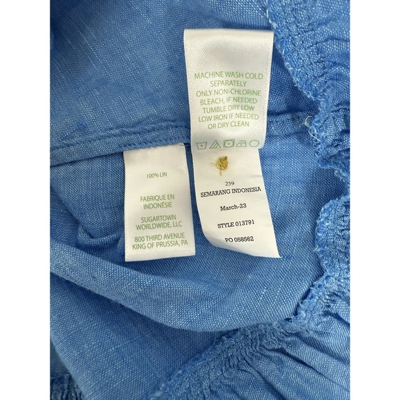 LILLY PULITZER Linley Button-Front Minidress Coverup 3/4 Bell Sleeves XL Linen - Picture 8 of 8